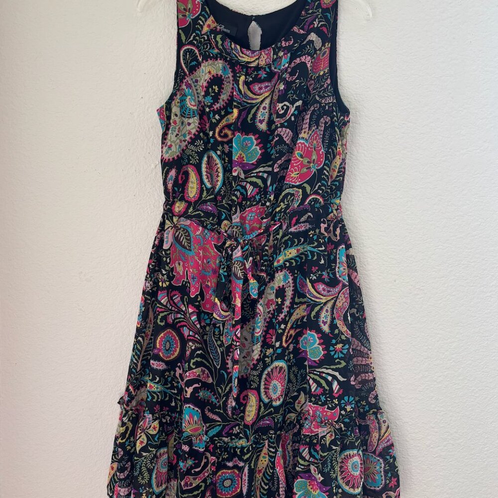 AGB Dress | Black with colorful floral design | Size 12